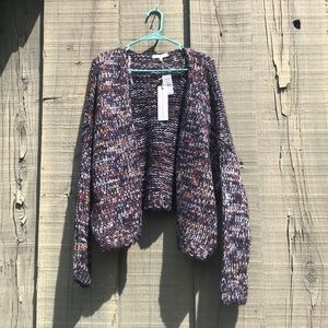 Woven heart multi colored cardigan